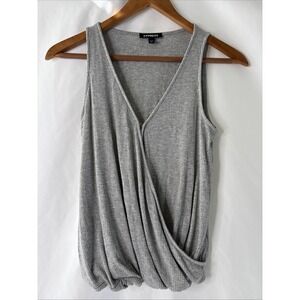 Express Women's XS Gray Ribbed Tank Top Front Clasp